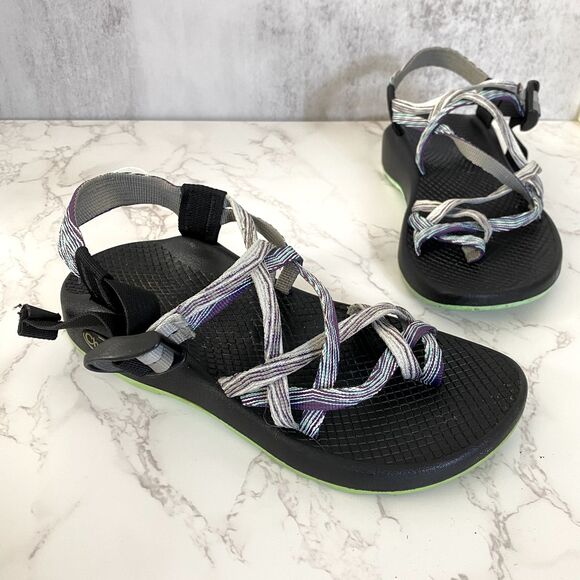 Chaco Sandals Sz‎ 6 Blue Purple Yellow Strappy Hiking Beach - Picture 1 of 10
